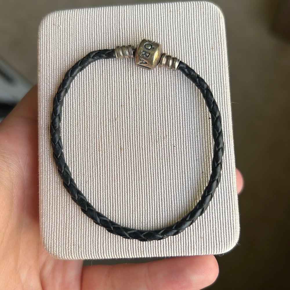 Black leather pandora bracelet